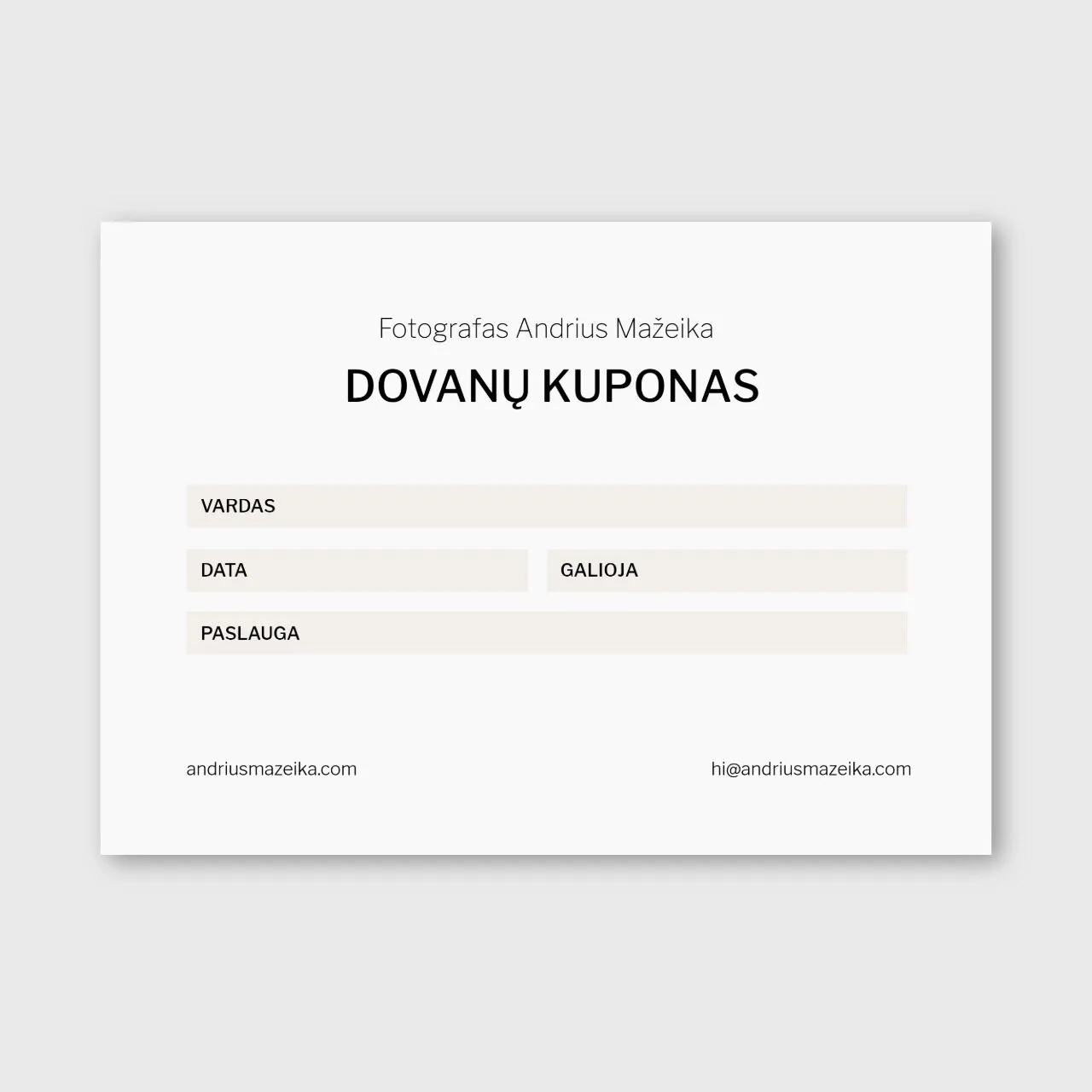 Dovanų kuponas fotosesijai